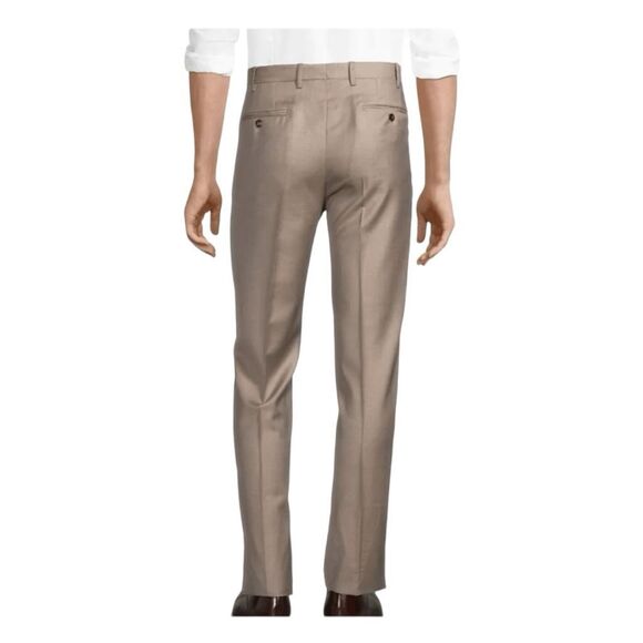Armani Collezioni Virgin Wool Trousers Taupe Gray Flat Front Dress Pants 36R - Picture 3 of 11